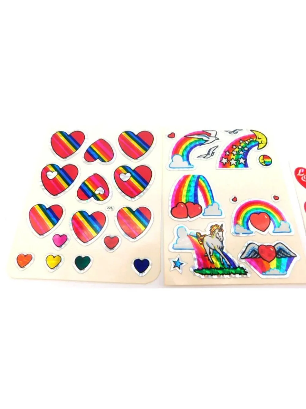 Vintage Vending Prism Rainbow Heart Holographic Sticker Sheets Unicorn Love